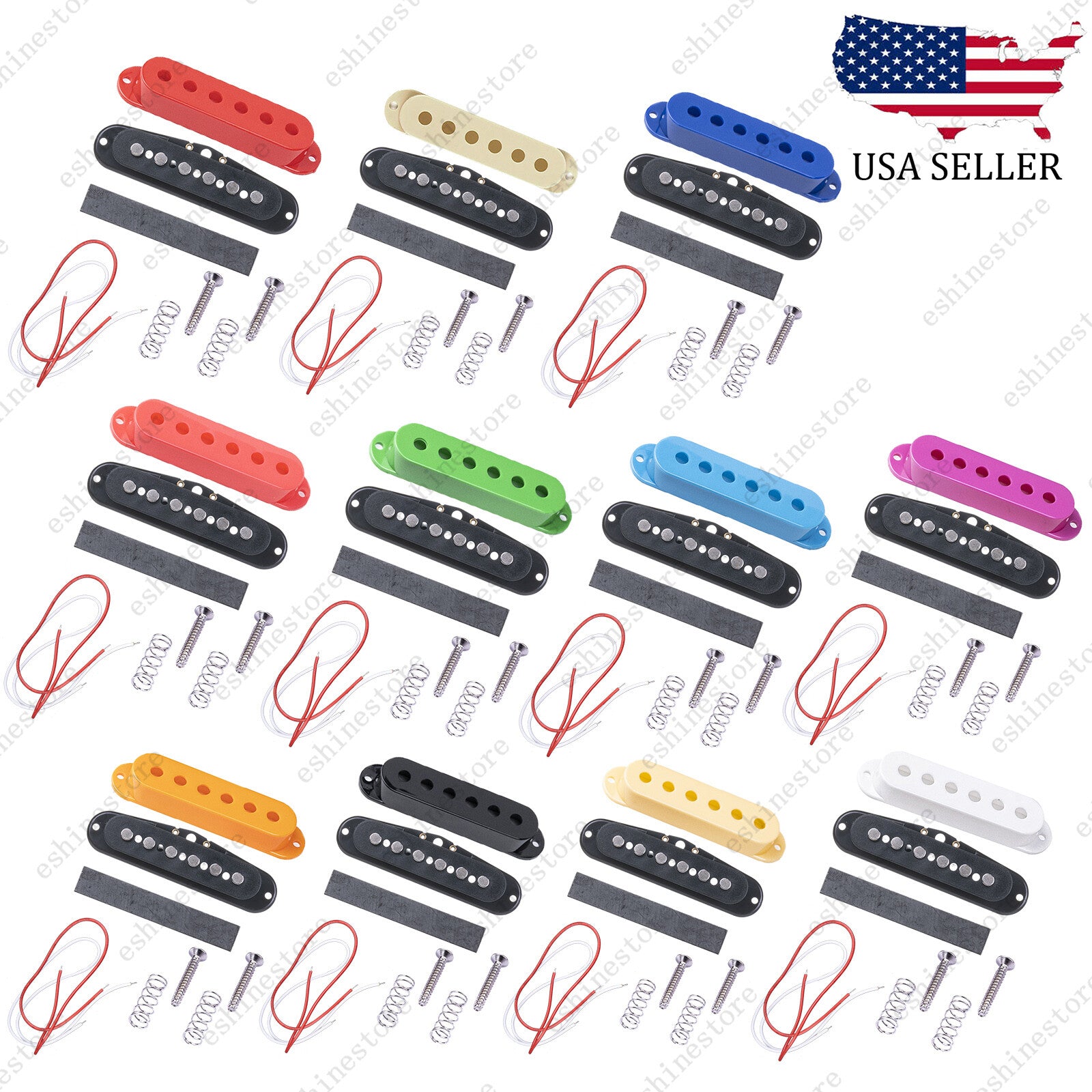 Mulit Color 48/50/52MM Electric Guitar Single Coil Pickup Slug Cover Bobbins Kit