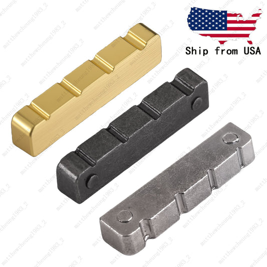 4 String Pre-slotted 38x8x9MM Solid Brass NUT For Guitar Bass FLAT Bottom 3Color