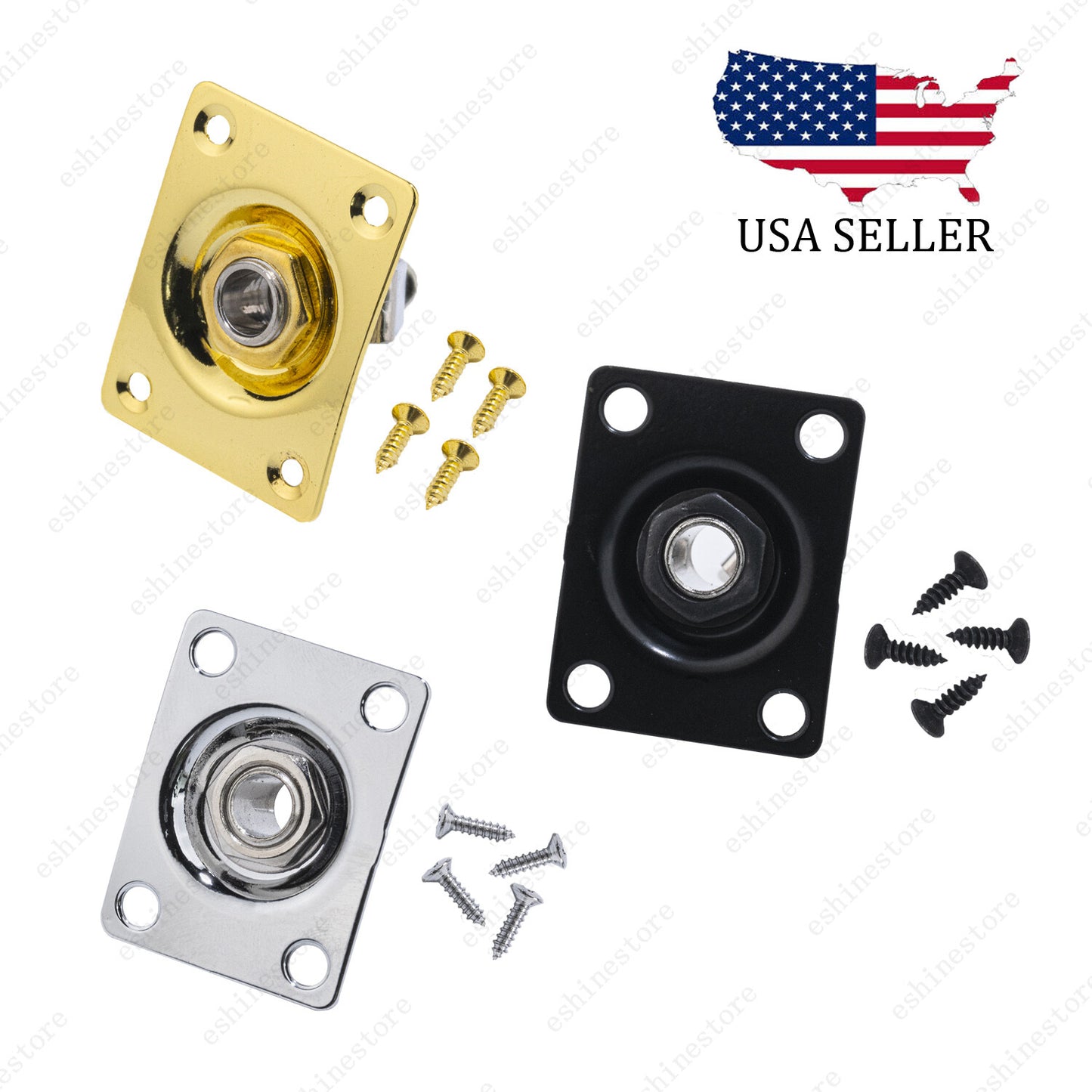 Guitar Output Jack Plate Square Rectangle Socket Screws For Tele Les Paul