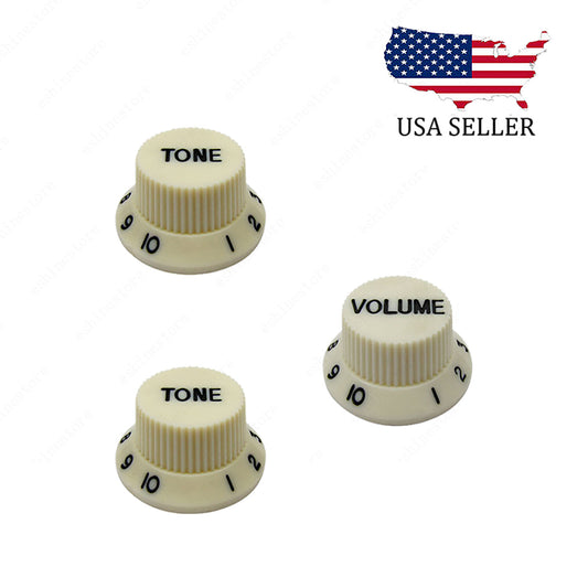 3x White/ Black Numbers Electirc Guitar Knobs Volume Tone Knob fits Stratocaster
