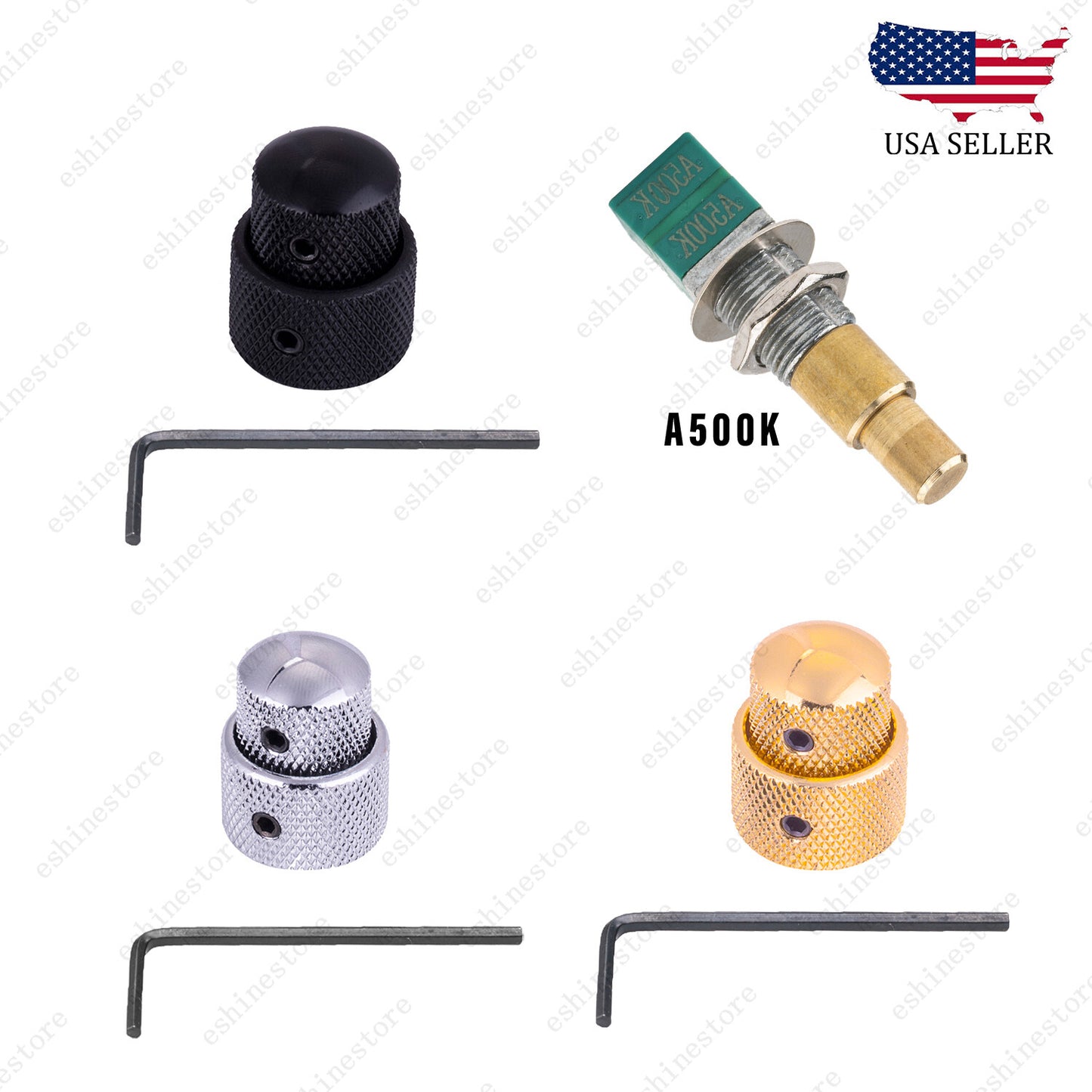 Dual Stacked A500k Concentric Control Mini Potentiometer with Knob for Bass