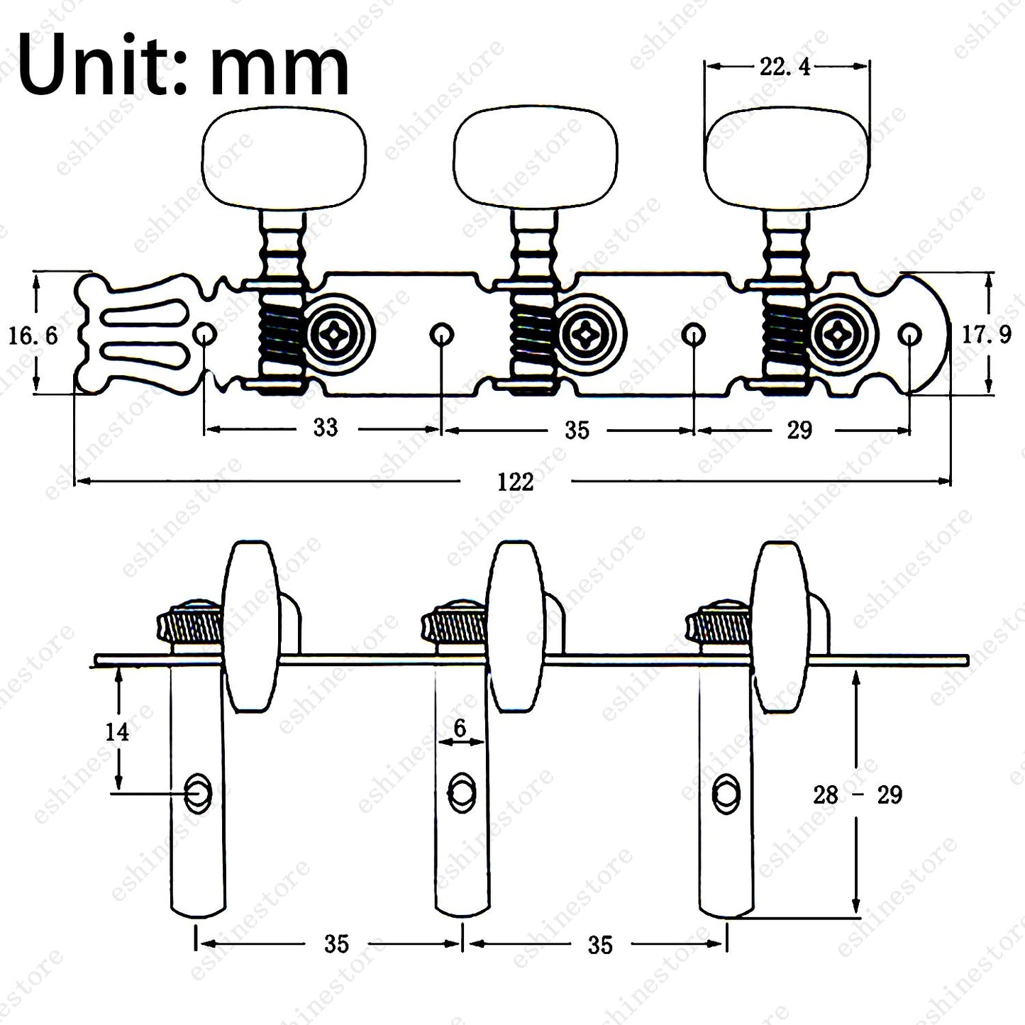 1 Set of 3L3R Classical Guitar Tuning Pegs Keys Tuners Machine Heads 1:15 Ratio