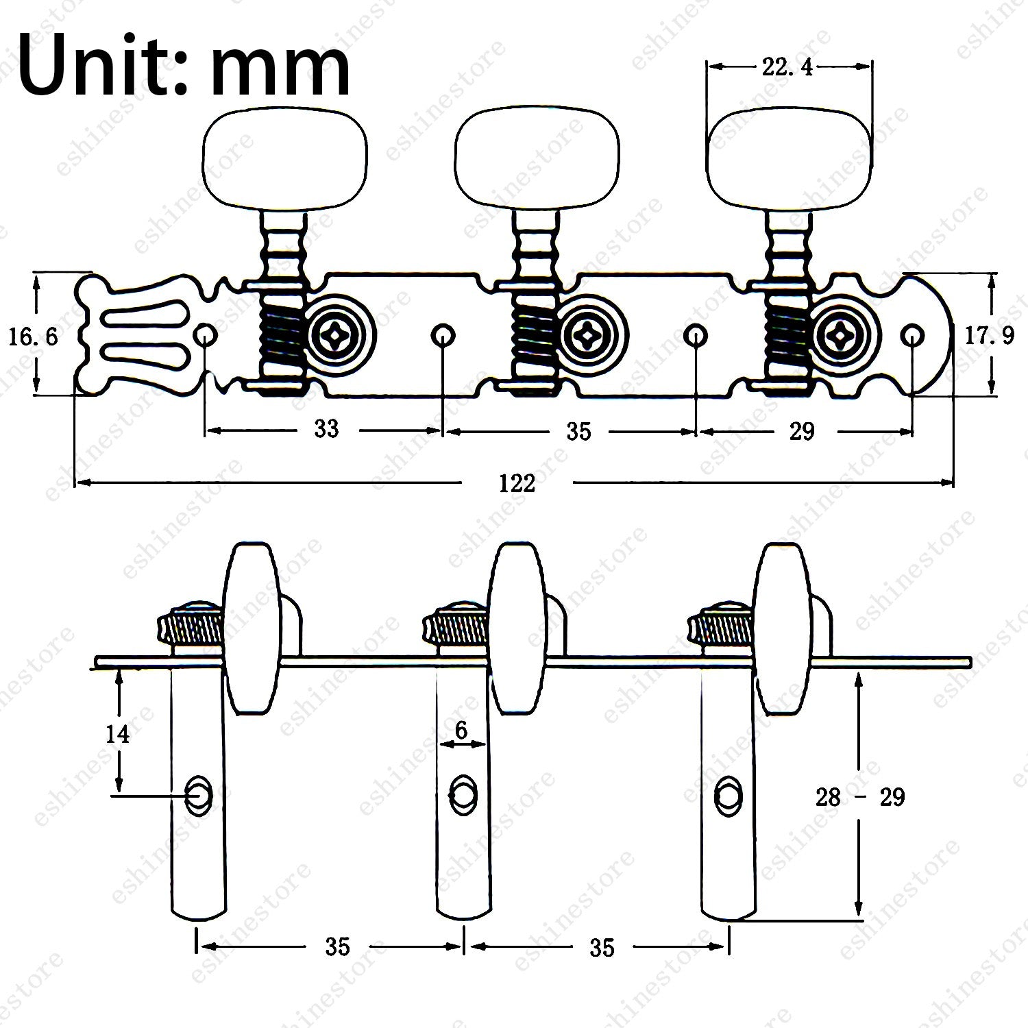 1 Set of 3L3R Classical Guitar Tuning Pegs Keys Tuners Machine Heads 1:15 Ratio