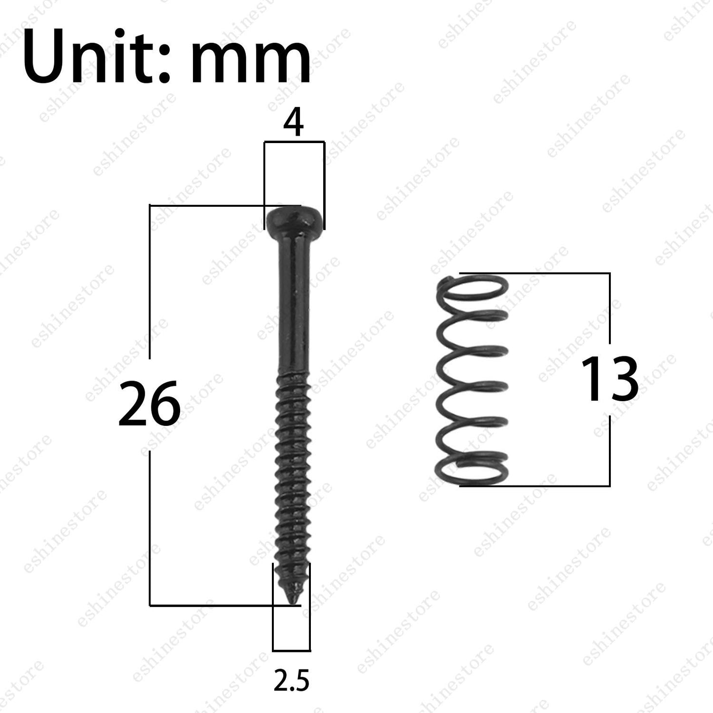 6pcs Pickup Height Adjust Screws + Straight Springs for Bass Guitar (3 Colors)