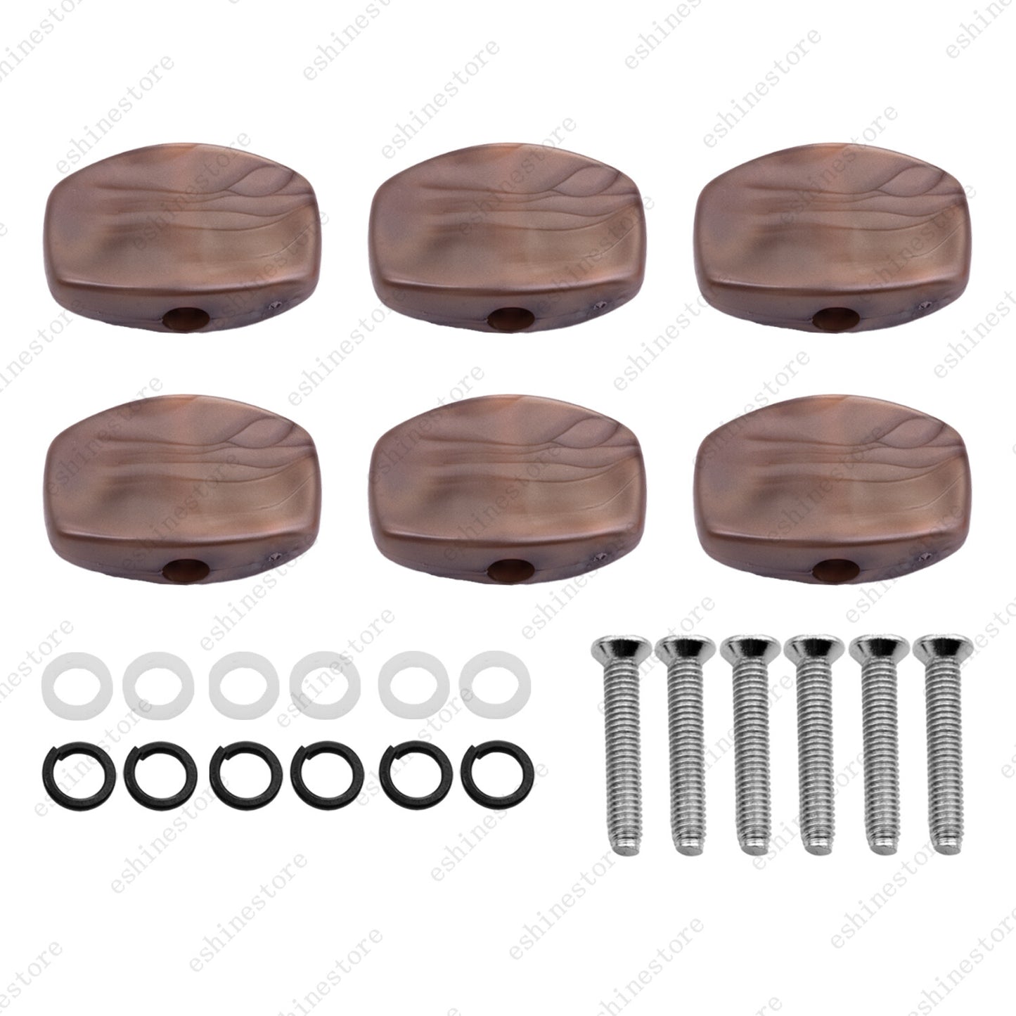 1 Set (6Pcs) Guitar Tuning Peg Button Machine Head Oval Plastic Buttons-3 Colors