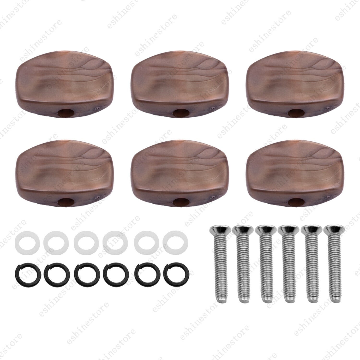 1 Set (6Pcs) Guitar Tuning Peg Button Machine Head Oval Plastic Buttons-3 Colors
