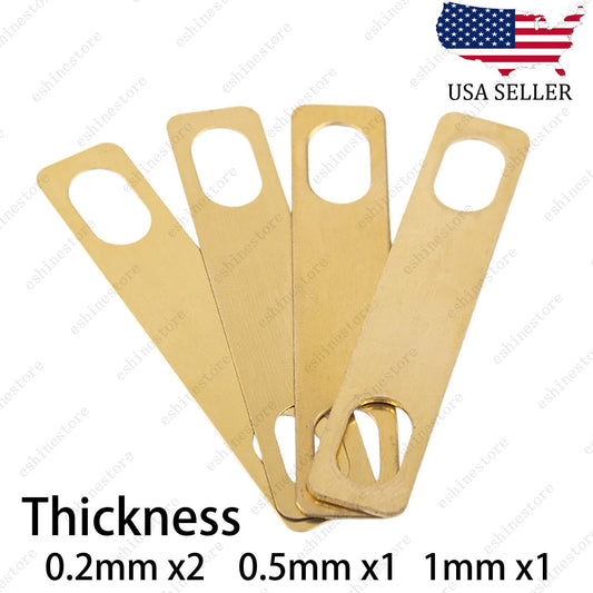 4pcs Guitar Neck Shims Brass (2pcs 0.2mm, 1pcs 0.5mm, 1pc 1mm) for ST/Strat Tele
