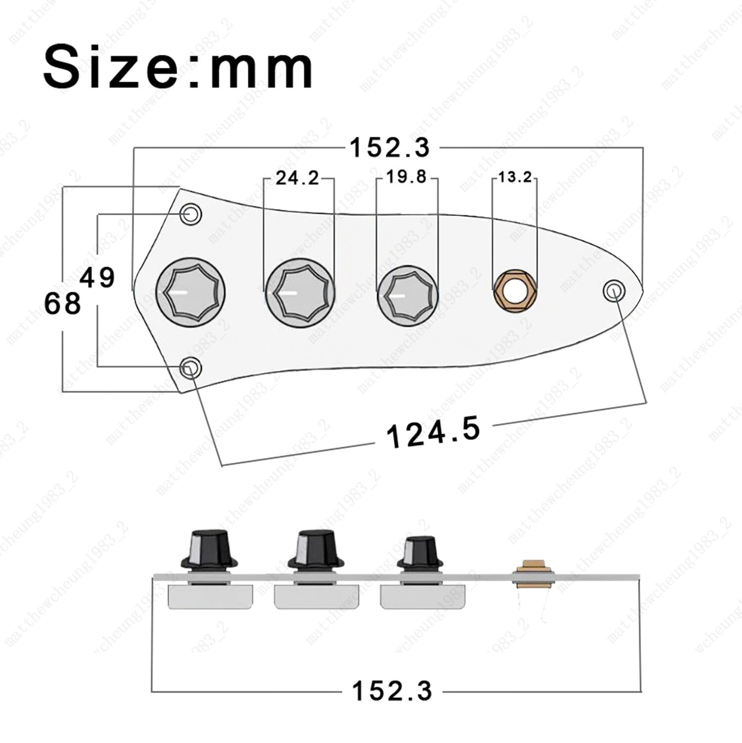 Chrome Prewired Loaded Control Plate Switch Knob Sets For Jazz JB Bass Guitar