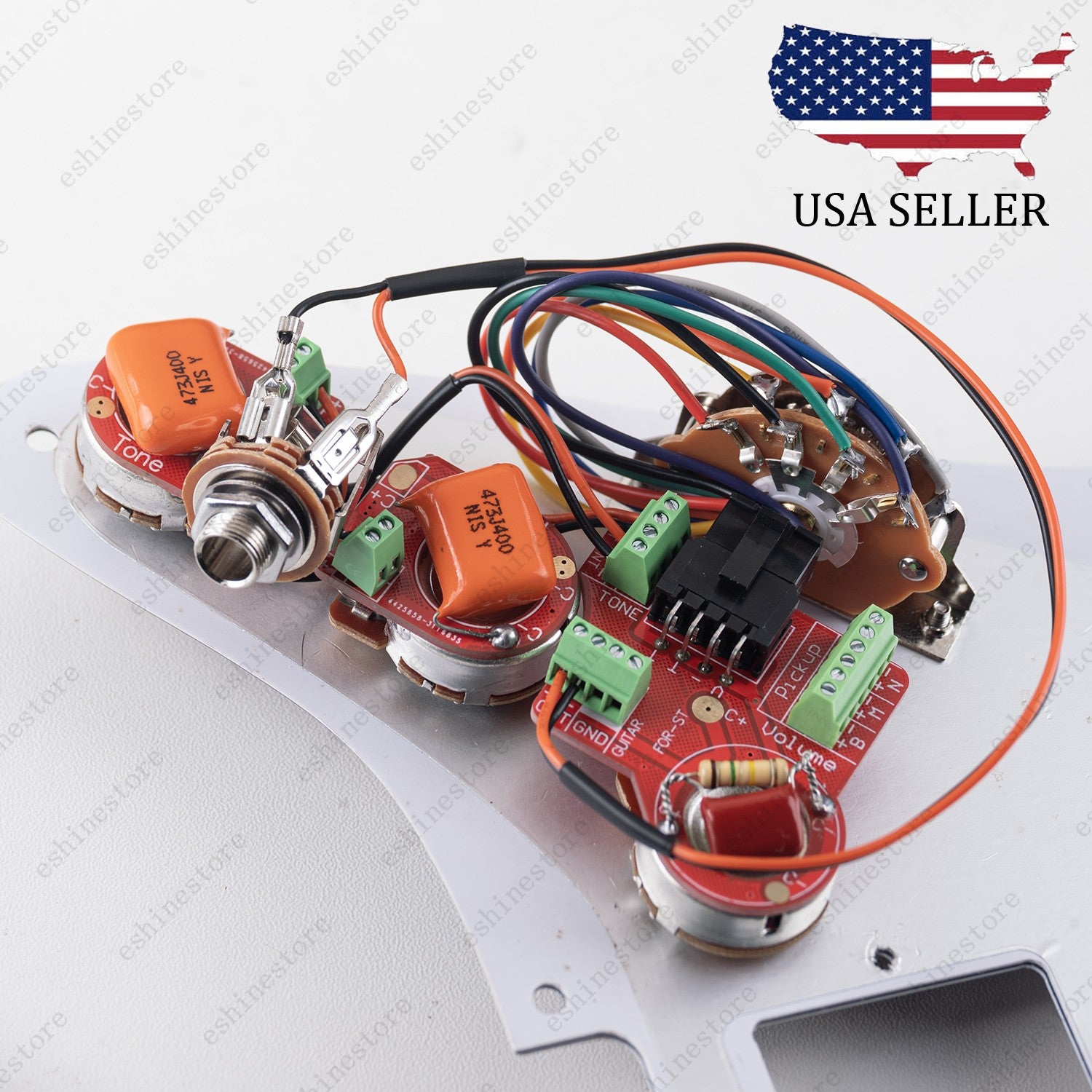 Solderless Custom Dual Tone Wiring Harness-18mm Brass shaft Pot For Stratocaster