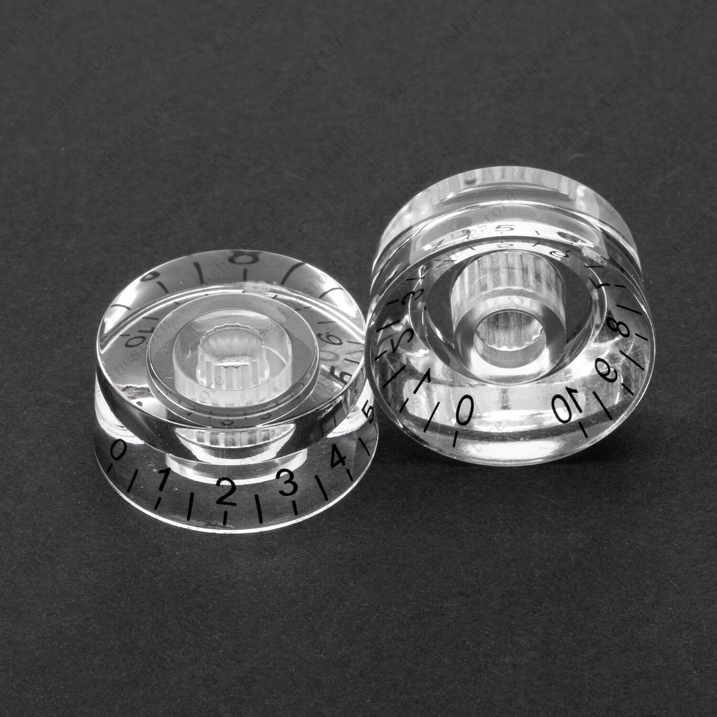 4 Pcs Clear w/Black Letter Guitar Control Knobs Speed Knobs For Les Paul SG
