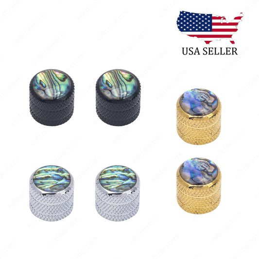 2 Pcs inlay Dome Metal Guitar 6mm Shaft Volume Tone Knobs For Fender SQ Tele