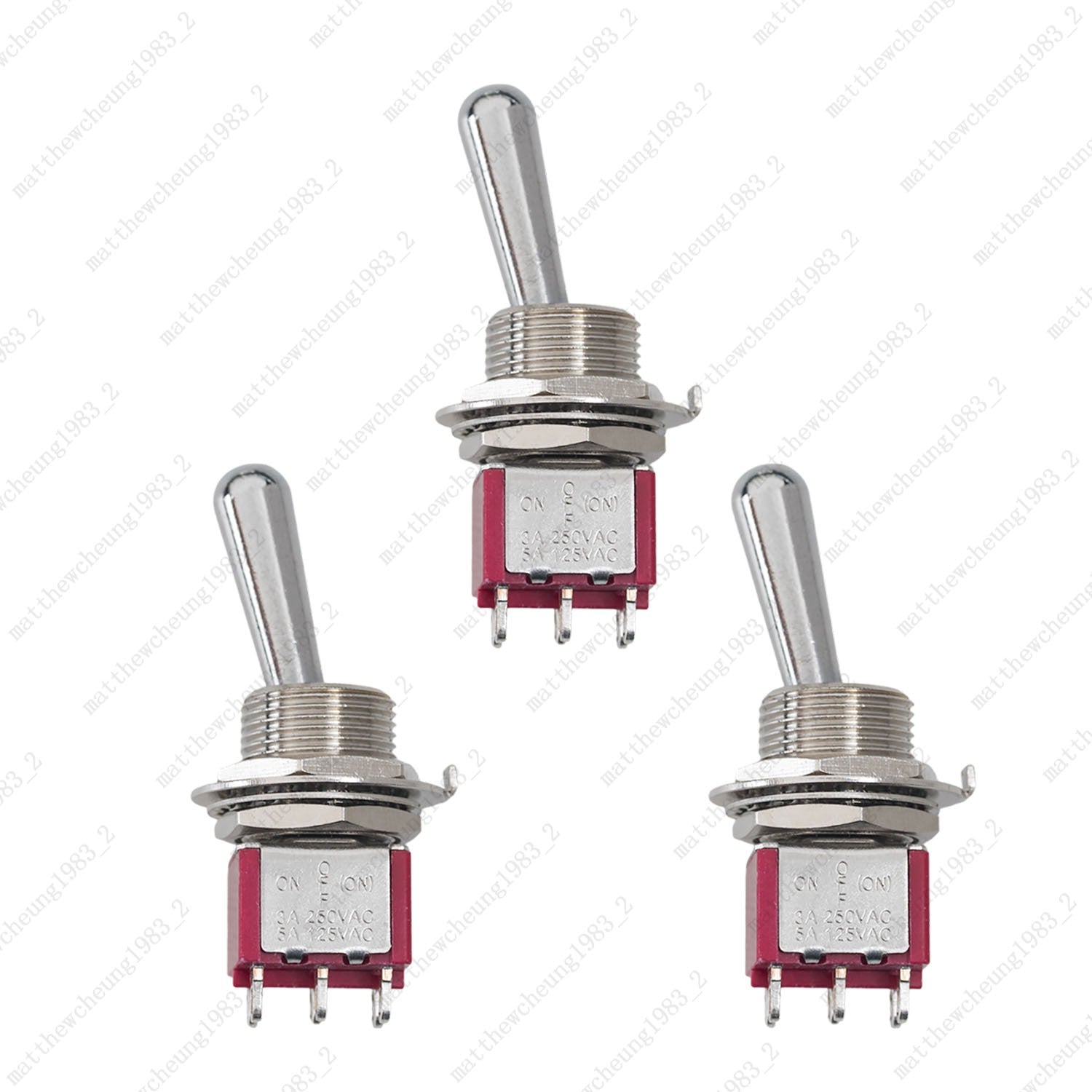 1/3/5pcs Guitar Momentary DPDT 6Pin 3-Position (ON)-OFF-ON Fat Bat Toggle Switch