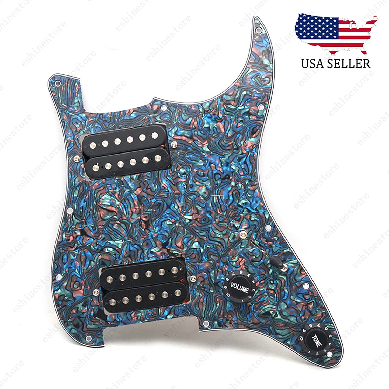 Loaded Strat Pickguard Prewired HH Pickguard with Ceramic Pickups Aged Pearl B