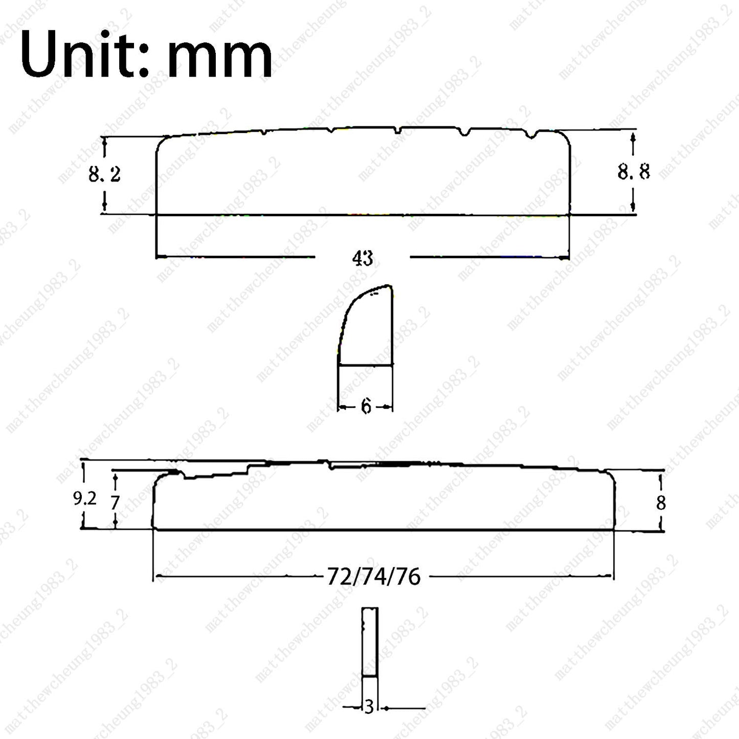 Brass Pre-Slotted Nut + (72/74/76MM)Saddle Set for 6-String Folk Acoustic Guitar