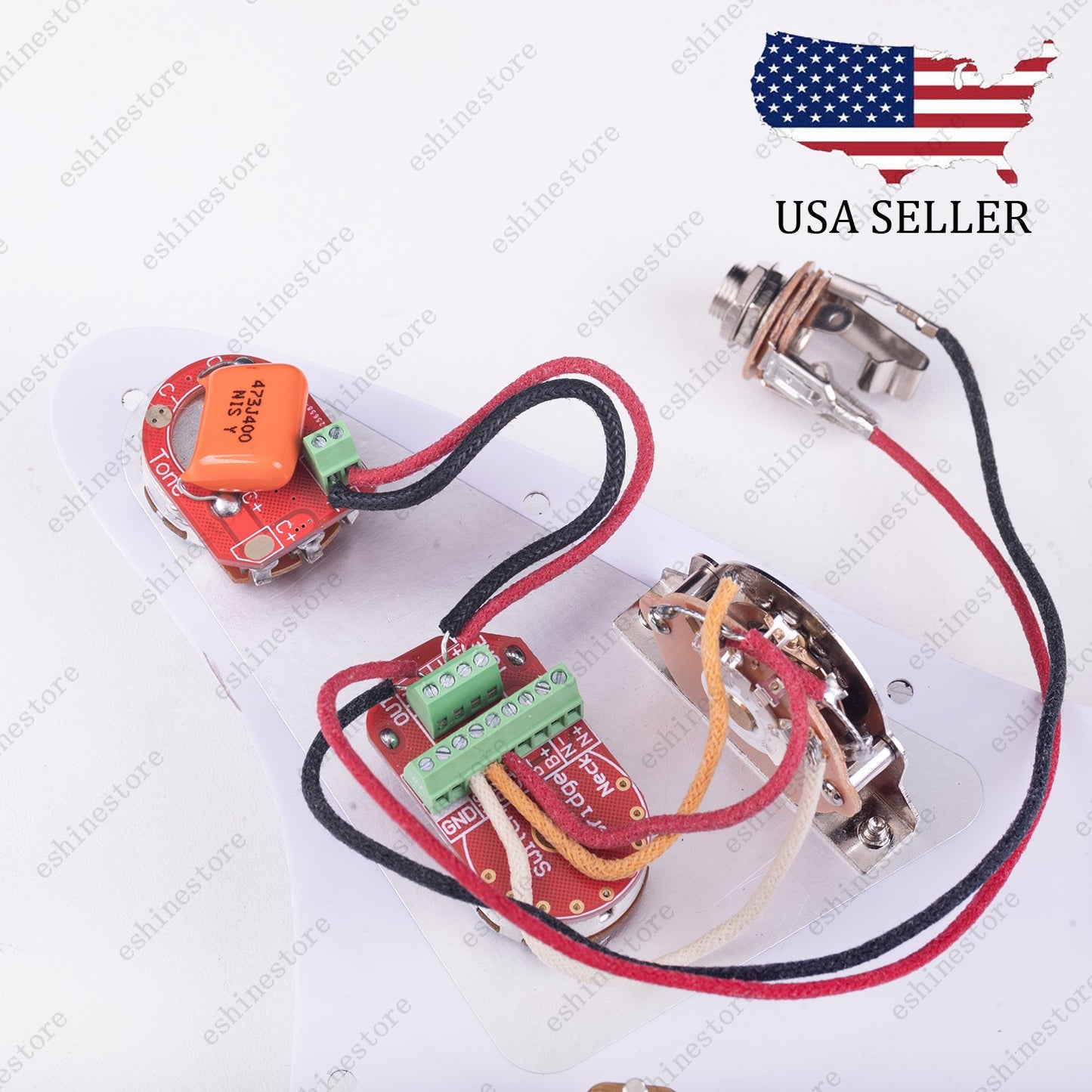 Solderless HH Wiring Harness Brass shaft Pots w/ 3-Way Switch for Stratocaster