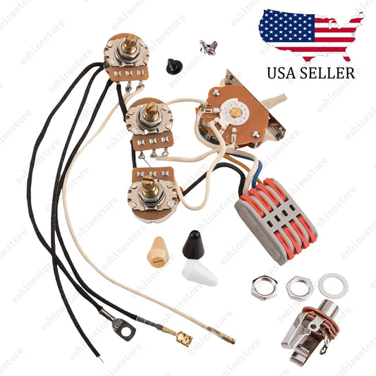 Solderless Guitar Pre-Wired Wiring Harness 5-Way Switch 2T1V A/B500K pots for ST