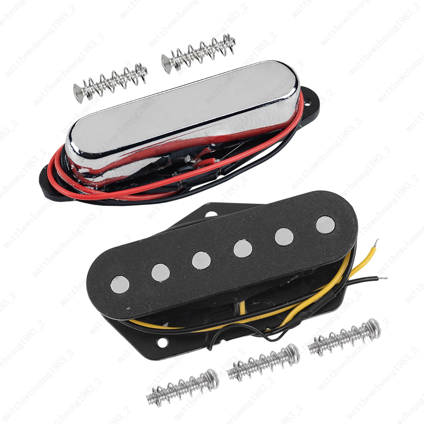 A set of Ceramic Single Coil Neck+Bridge Pickup for TELE Guitars - Chrome+Black