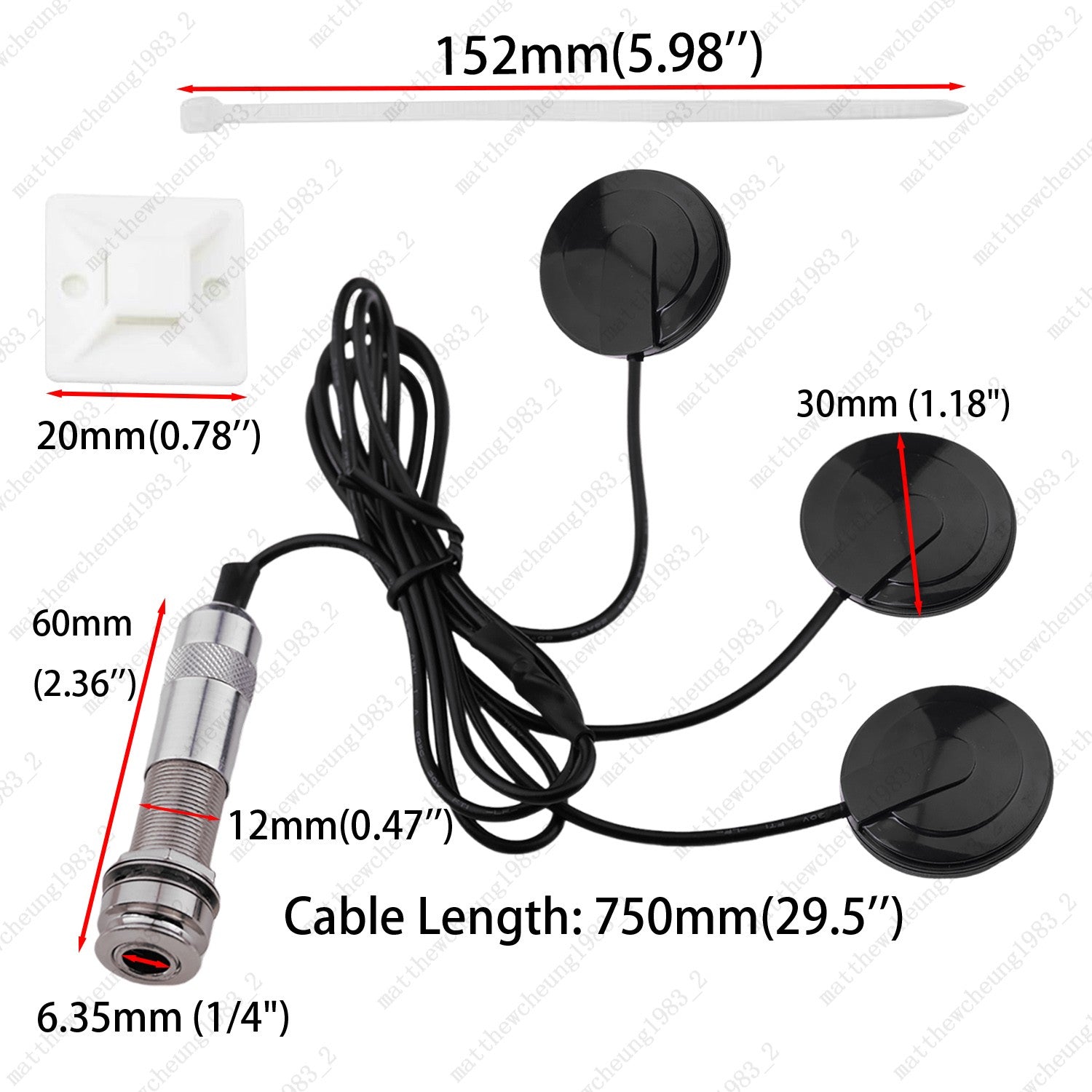 Guitar Pickup 3-in-1 Self-Adhesive Piezo Pickup MIC For Guitar/Ukulele/Mandolin