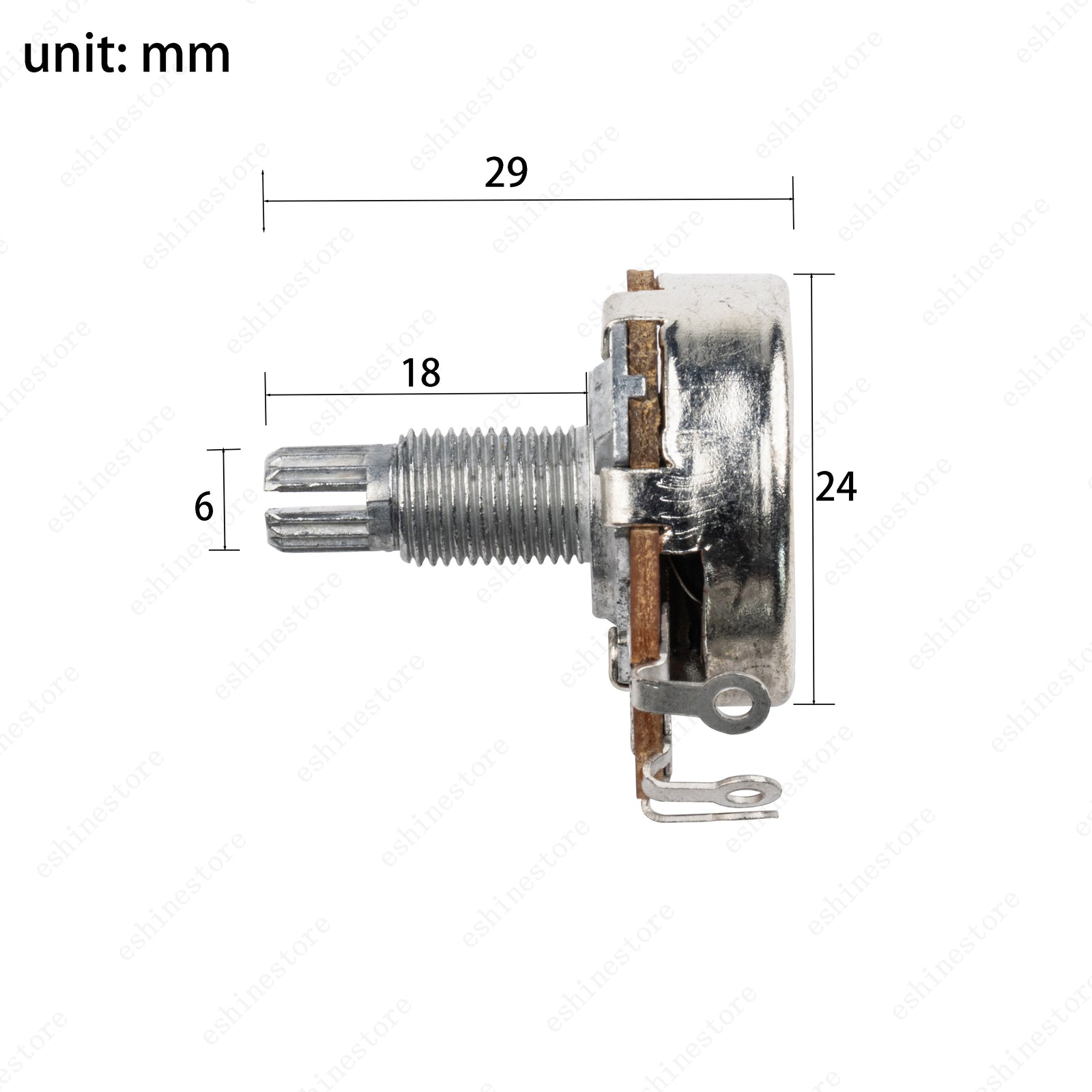 1-10Pcs Guitar Large Potentiometer Long 18mm A/B 250k 500k Volume Tone Taper Pot