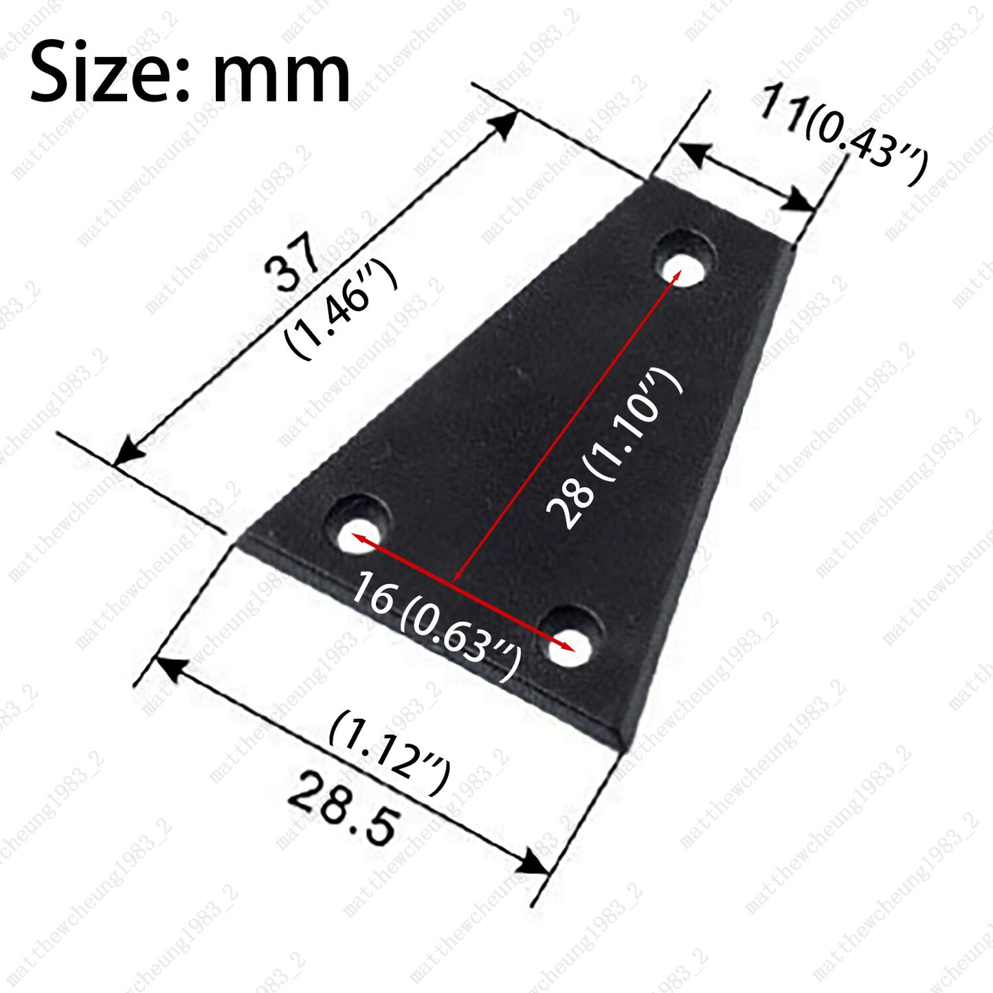3 Holes Triangle Plastic Guitar Truss Rod Cover Plate in Black with Screws