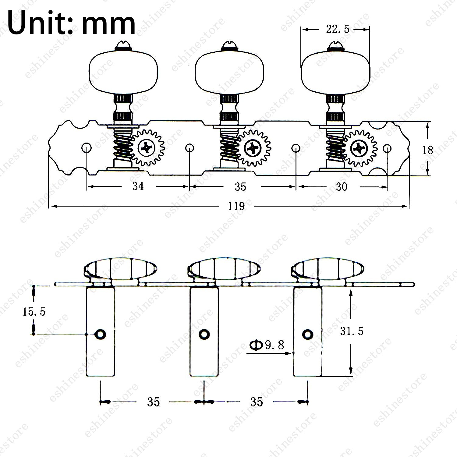 Guitar Tuners Machine Heads 3L+3R Set Tuning Key String Peg for Classical Guitar