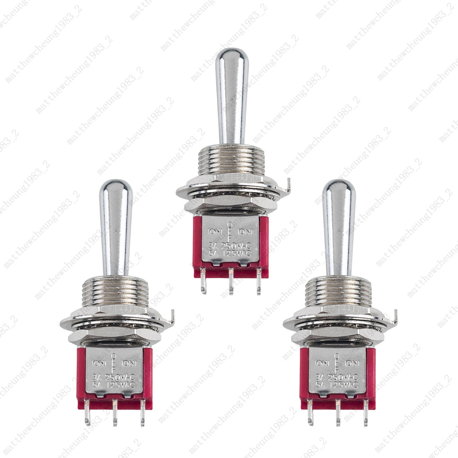 1/3/5 xGuitar Momentary DPDT 6Pin 3-Position (ON)-OFF-(ON) Fat Bat Toggle Switch