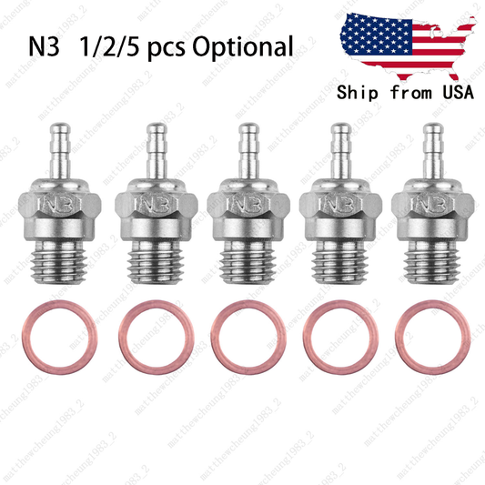 Steel Universal N3 Spark Plug for RC - Methanol Fit,8mm Hex,17.2mm HT,1/2/5pcs