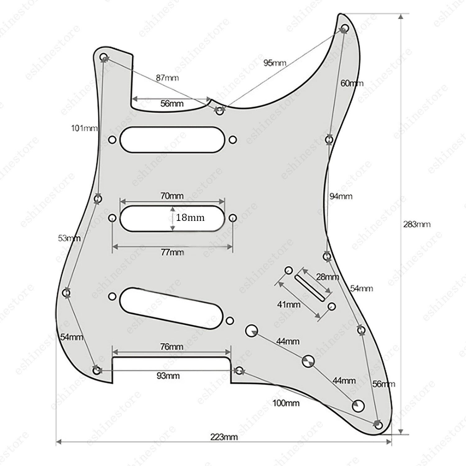 11 Hole SSS Metal Guitar Pickguard Aluminum For ST Strat Electric guitar 5 color