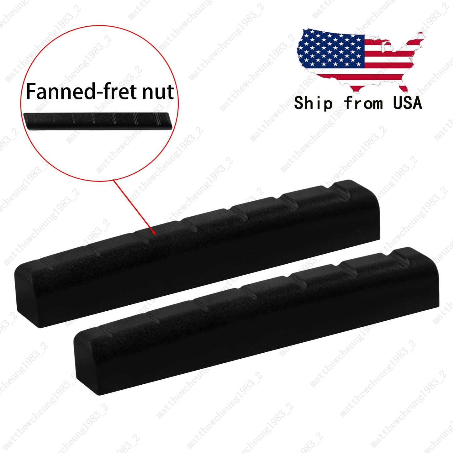 Electric Guitar 7 String Pre-slotted Plastic Fanned-fret Guitar Nut - Black
