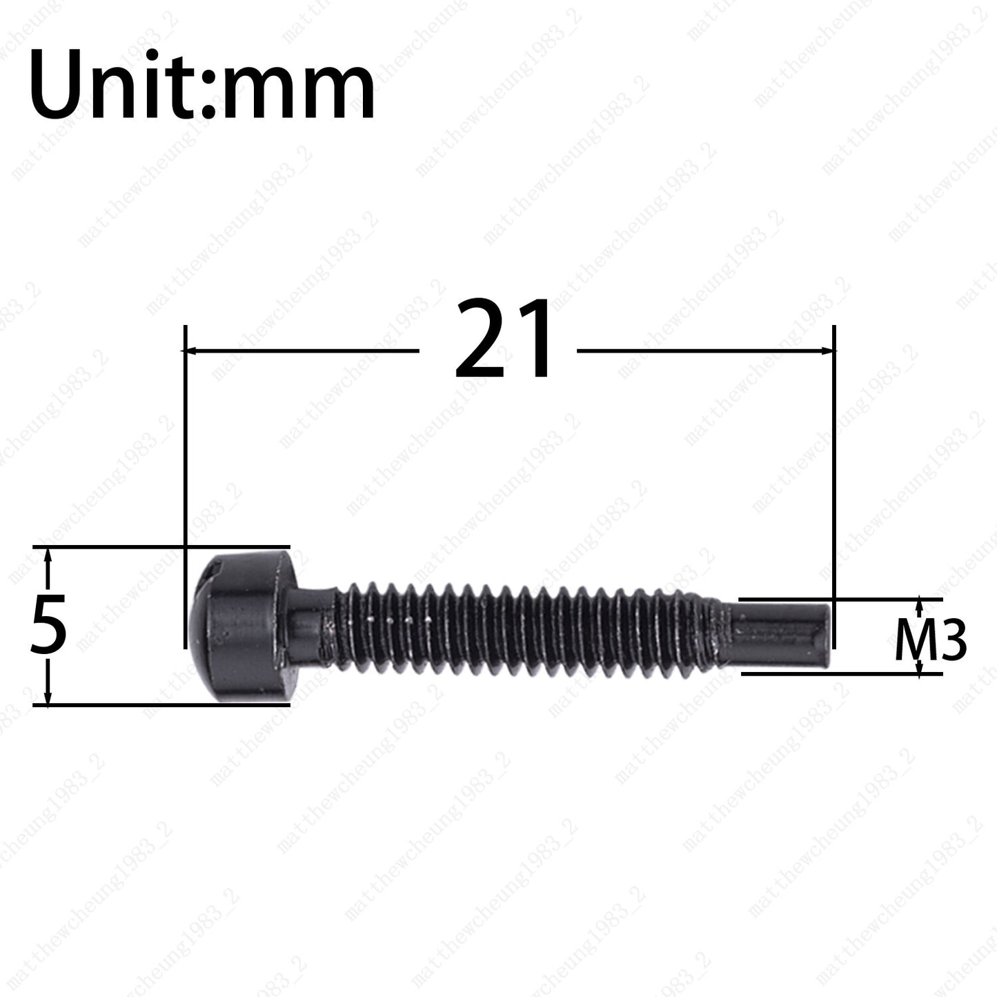 Set of 6 Electric Guitar Pole Piece Screws M3 x 21mm for Humbucker PAF P90