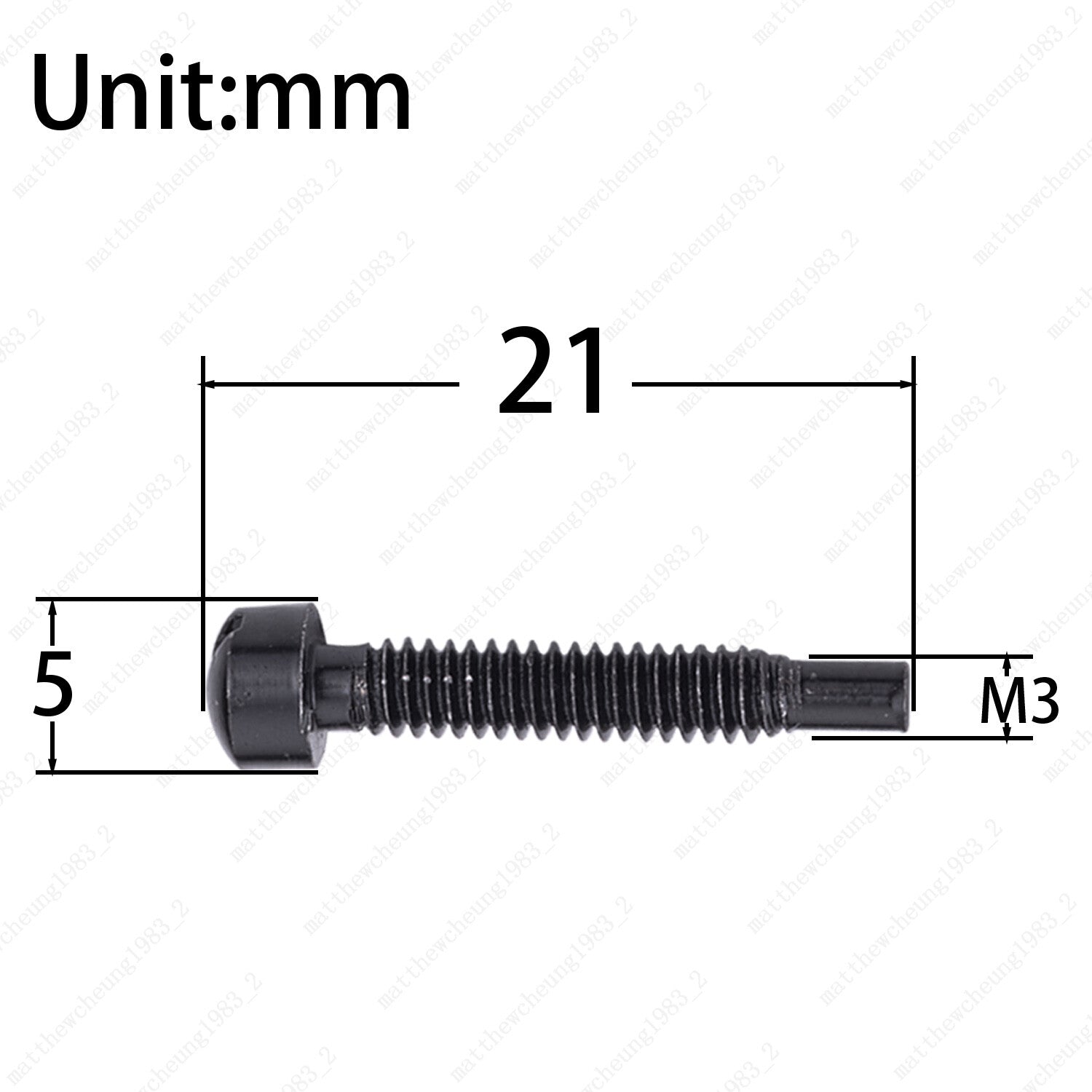 Set of 6 Electric Guitar Pole Piece Screws M3 x 21mm for Humbucker PAF P90