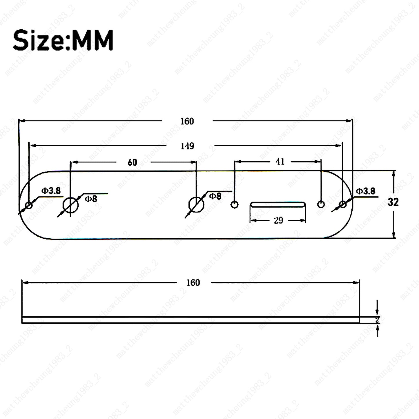 1 Piece Matel Black &Chrome Electric Guitar Control Plate 8MM for Fender Tele