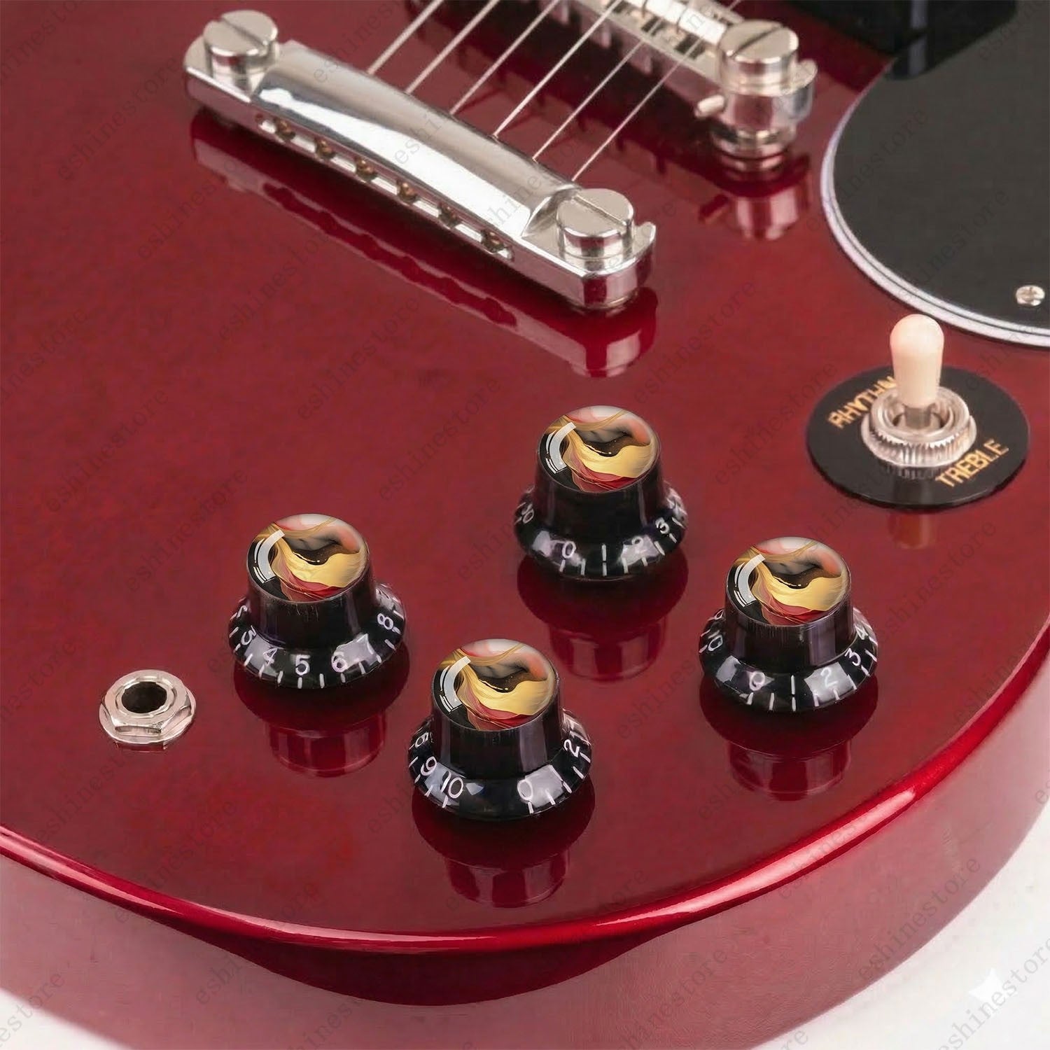Guitar Reflector Knobs with Abstract Art Cap Top Hat Knobs for Les Paul SG - 02