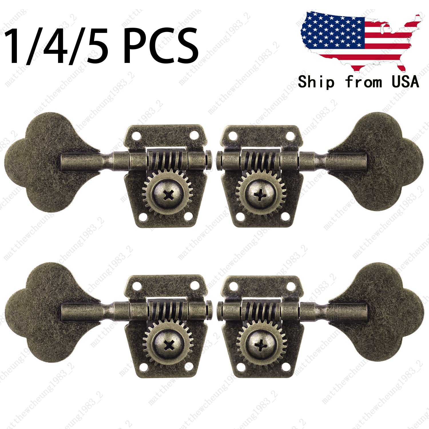 Relice Vintage Open Machine Heads 1:25 Ratio Gear Bass Tuning Key Pegs-Bronze