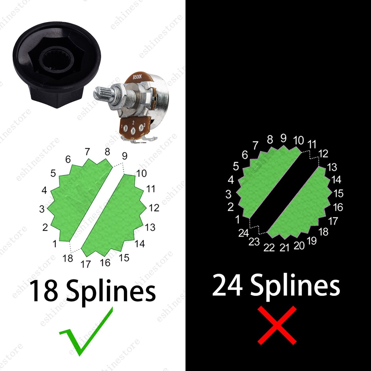 1/5/10Pcs Guitar Knobs Volume Tone Control Knobs for Jazz Bass , 2 Sizes 4 Style