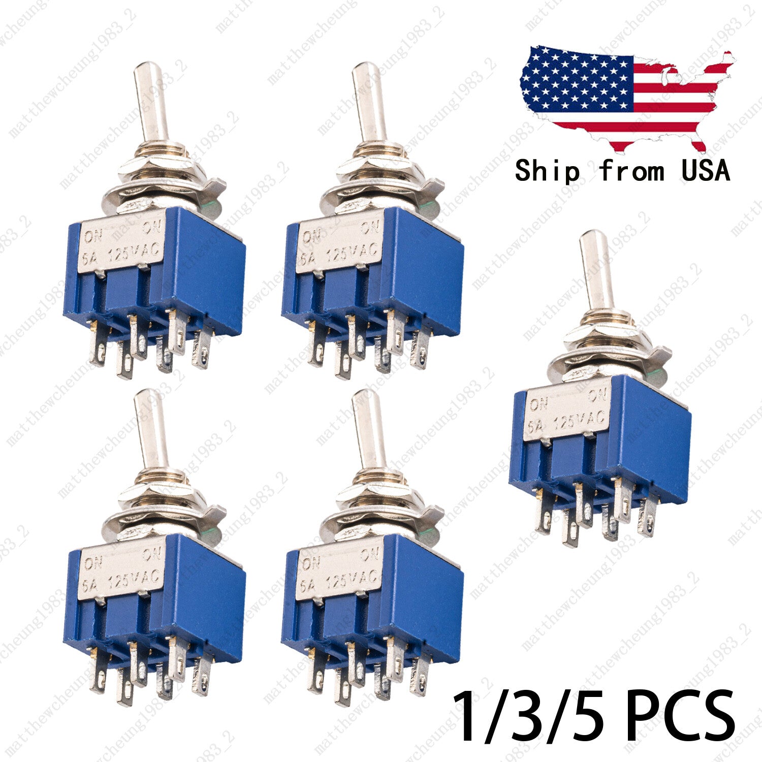 DPDT Guitar Mini Toggle Switch 2 Position ON/ON 6 PIN Car/Boat Switches