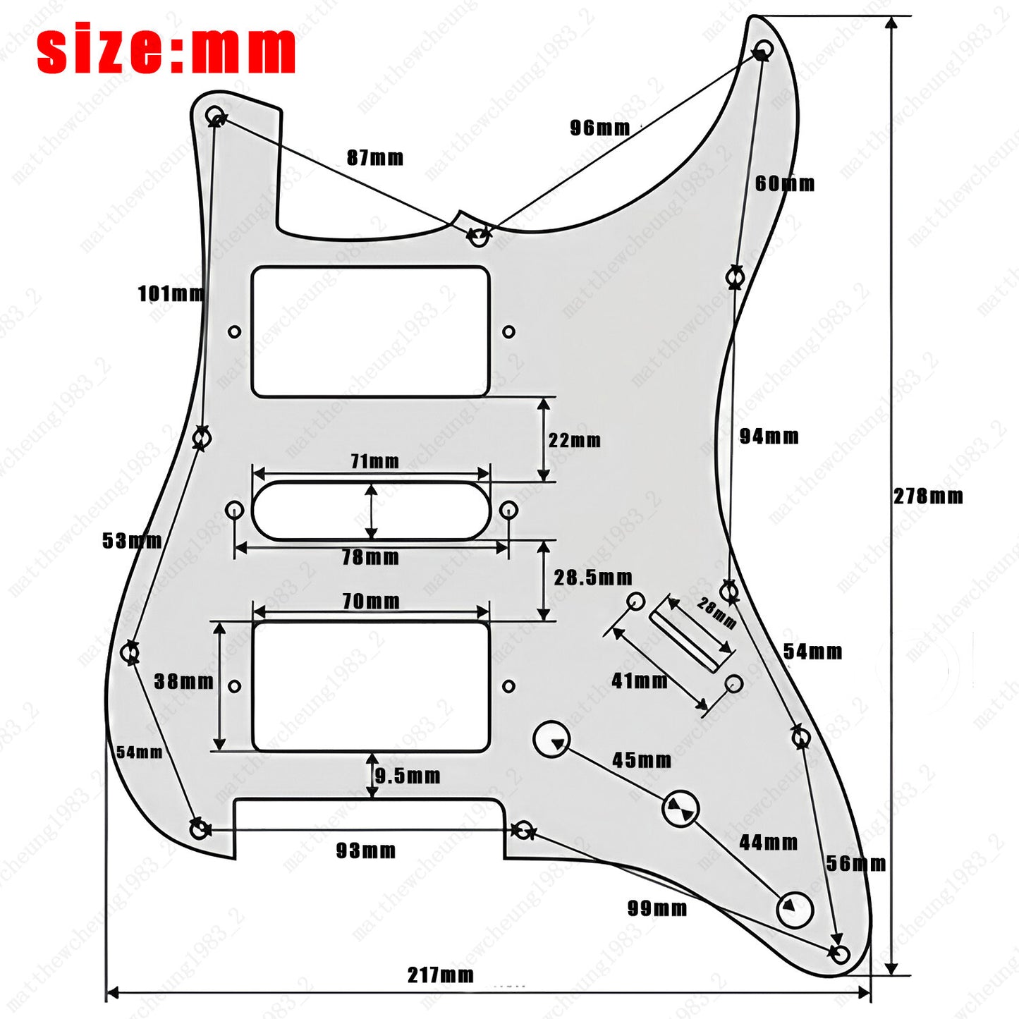 11 Hole HSH 3 Ply Guitar Pickguard & Back Plate Multi Colors For Stratocaster