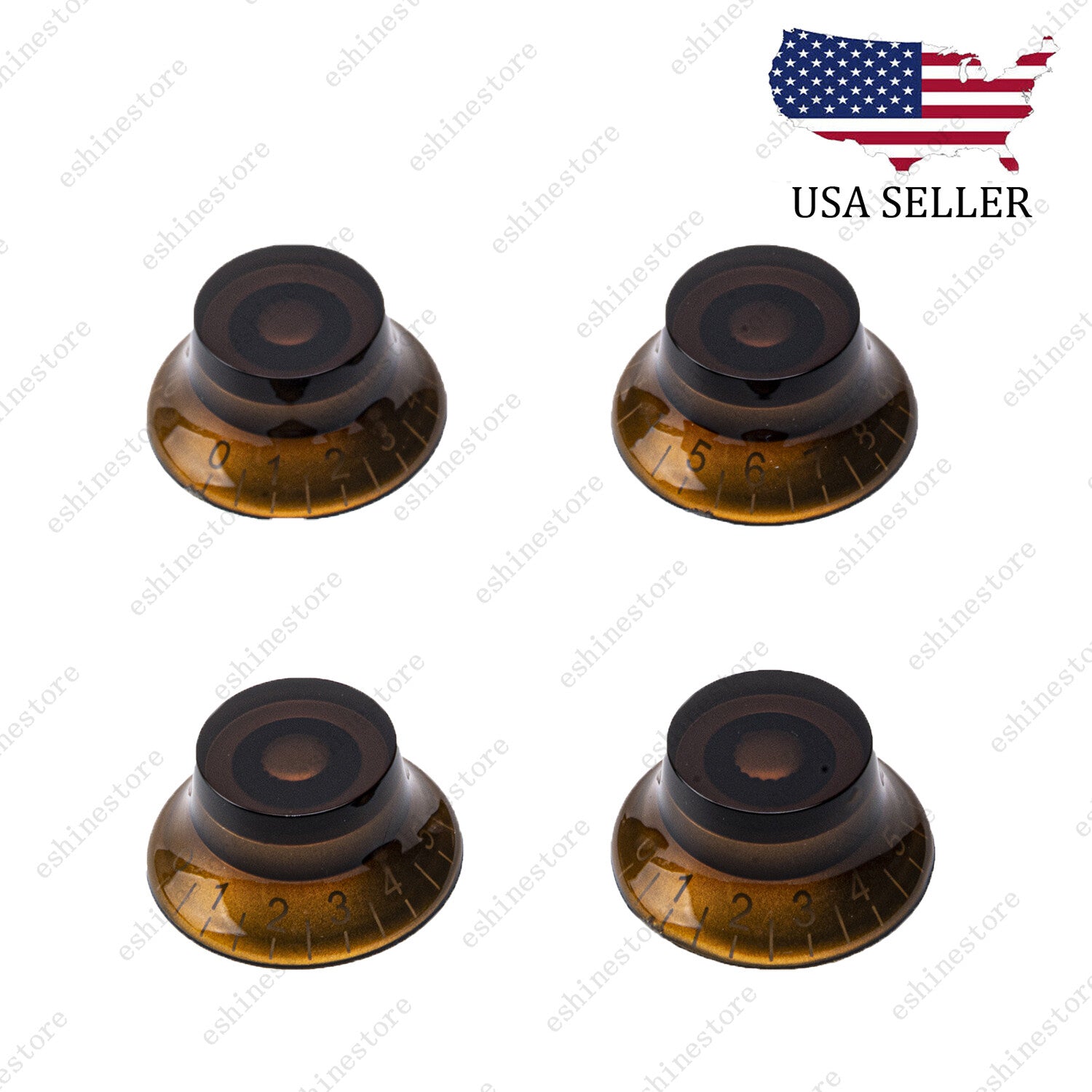 4x Amber 18 Fine Splines LP Guitar Control Knobs Speed Knob for Les Paul SG