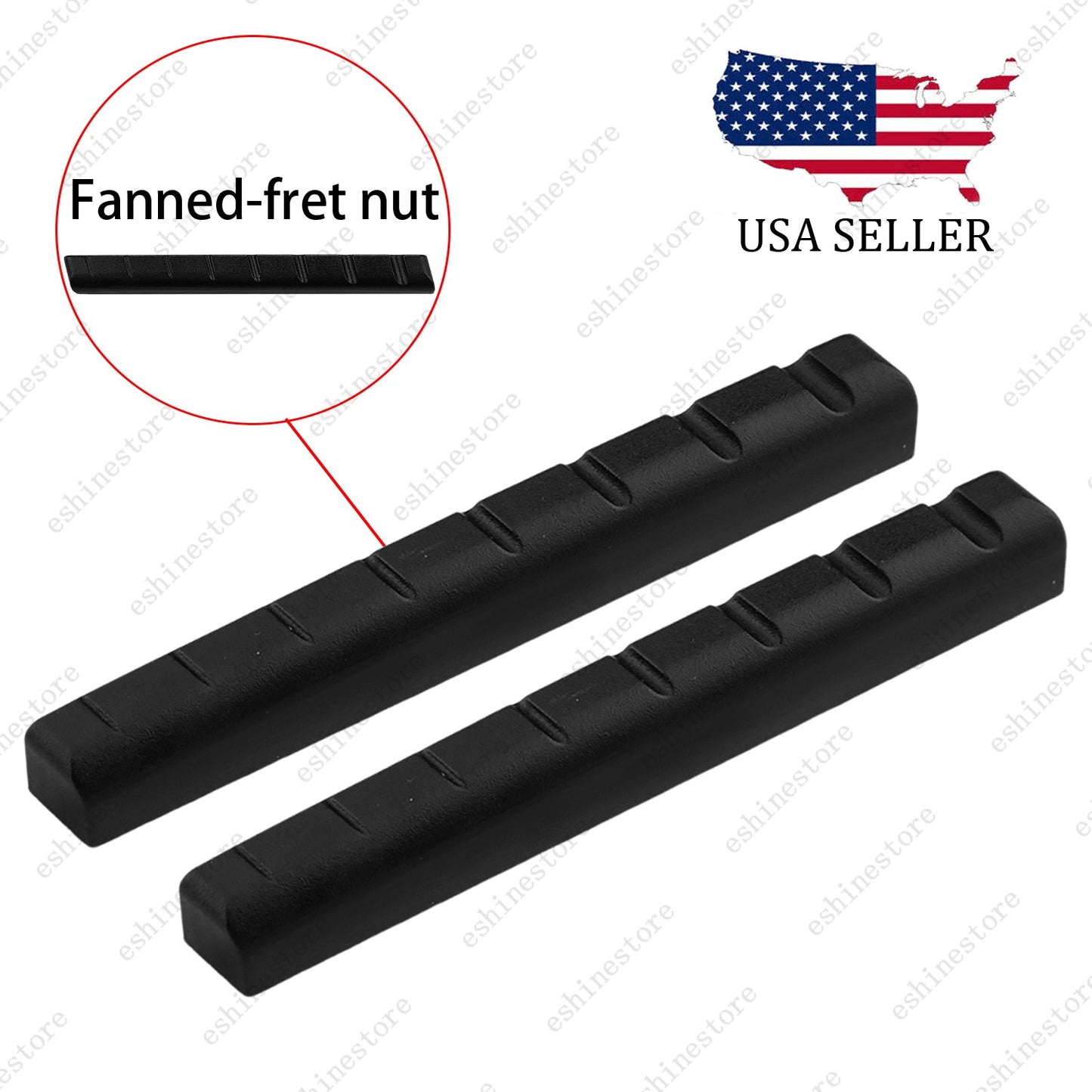 2pcs 8 String Pre-slotted Flat Bottom Fanned-fret Guitar Nut
