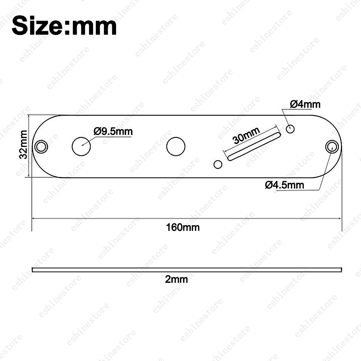 1 Piece Metal Control Plate 32mm with Angled Switch Slot for Fender Telecater