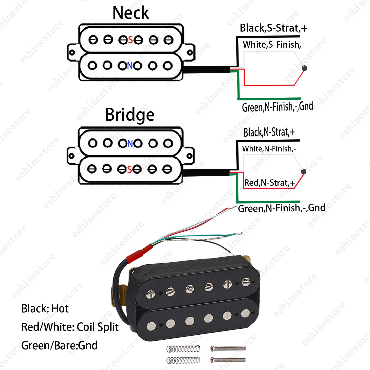 Guitar Humbucker Pickup Ceramic Magnet Neck OR Bridge Set for LP in 3Color