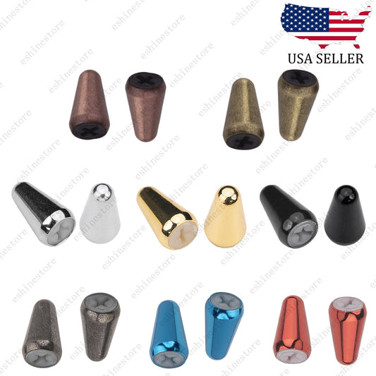 2 Pcs Guitar 3-5 Way Switch Metal Tip Cap Switch Knob For Fender Stratocaster