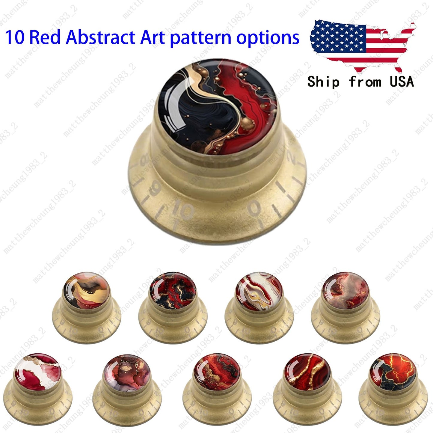 4Pcs Gold Guitar Reflector Knobs For Les Paul SG -10 Abstract Art Style Options