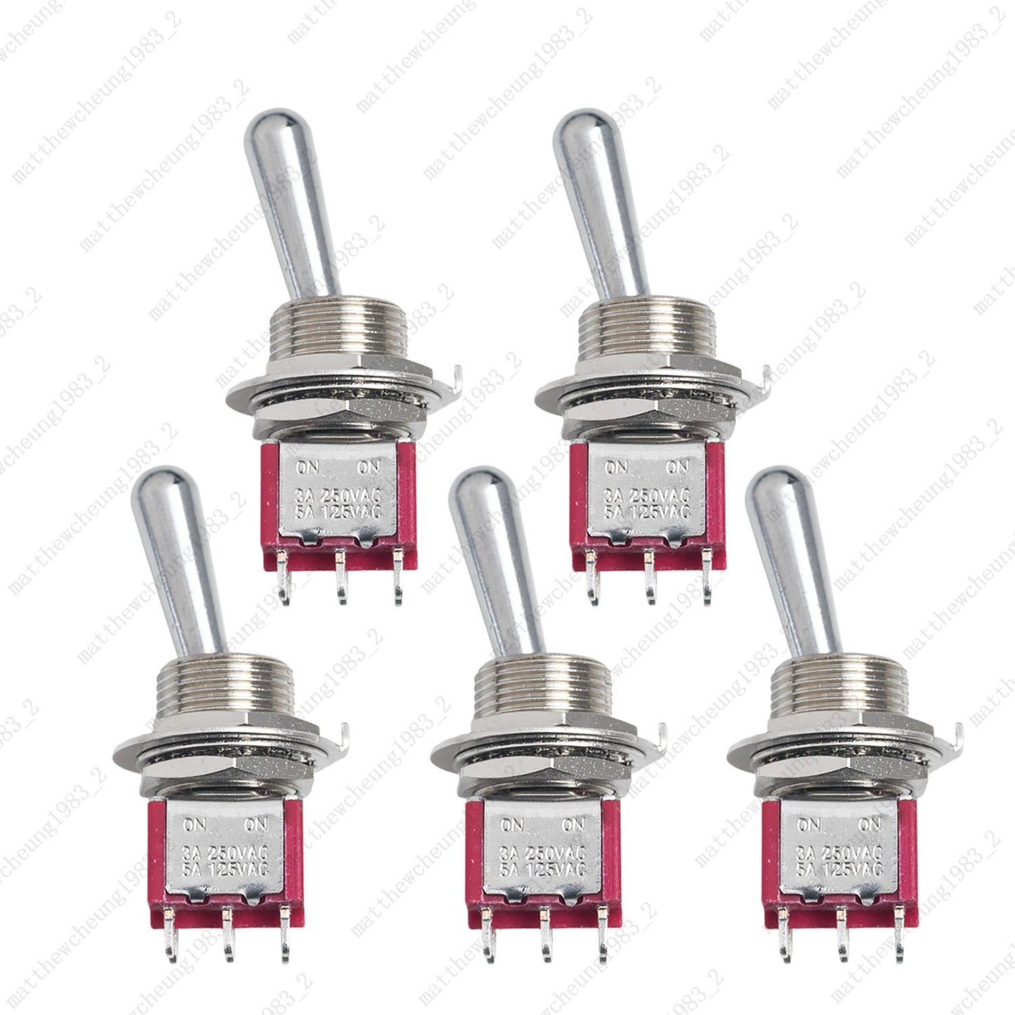 1/3/5 x Red Guitar/AMP Fat Bat Toggle Switch DPDT 6Pin 2-Position ON-ON Sealed