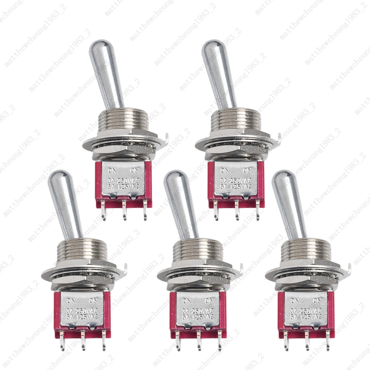 1/3/5 x Red Guitar/AMP Fat Bat Toggle Switch DPDT 6Pin 2-Position ON-ON Sealed