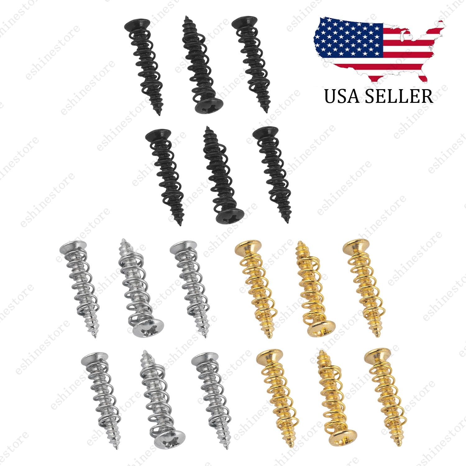 6x Single Coil Pickup Height Adjustment Screws & Straight Springs for Strat Tele