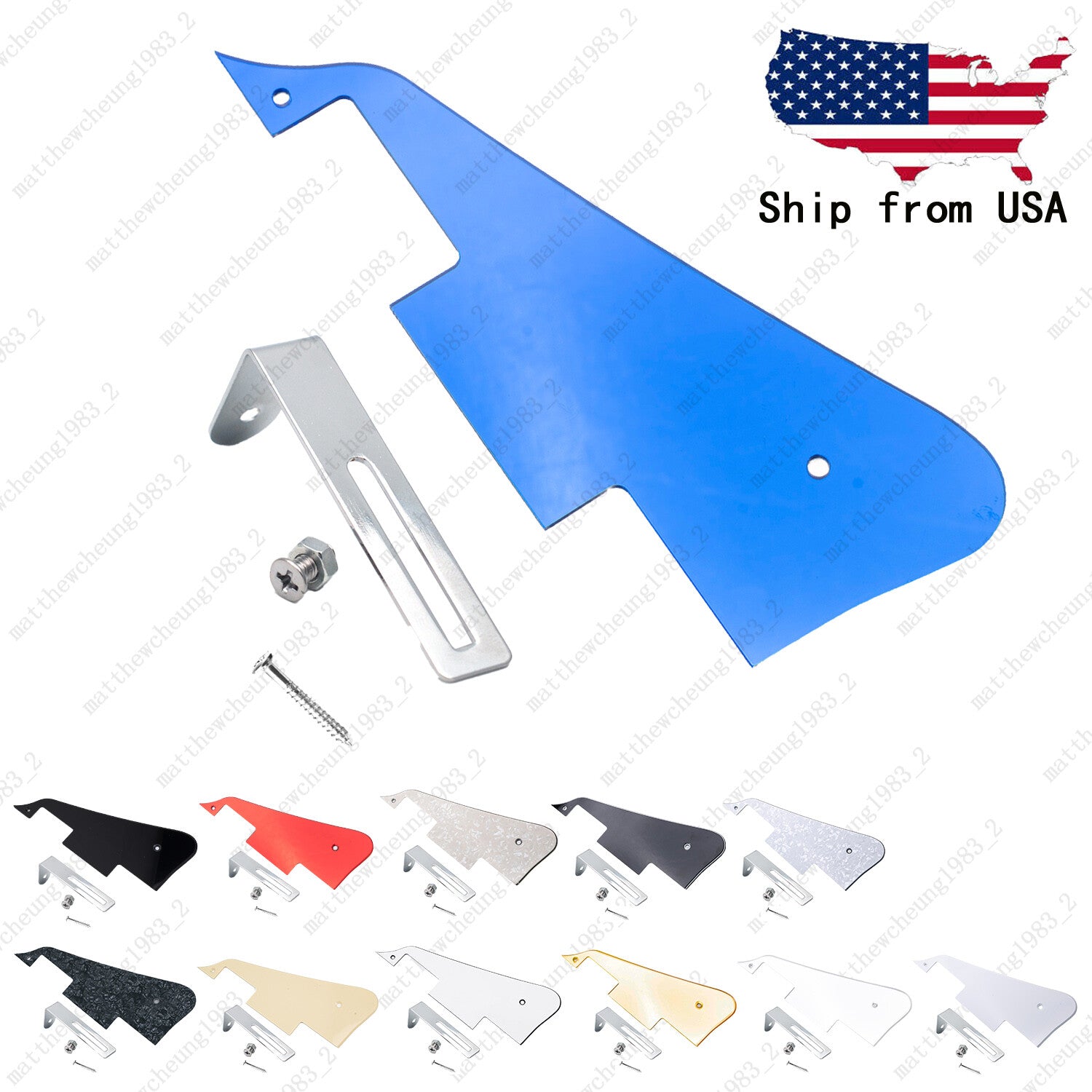 Multicolor Guitar Pickguard with Chrome Bracket Mounting Screws Set for Les Paul