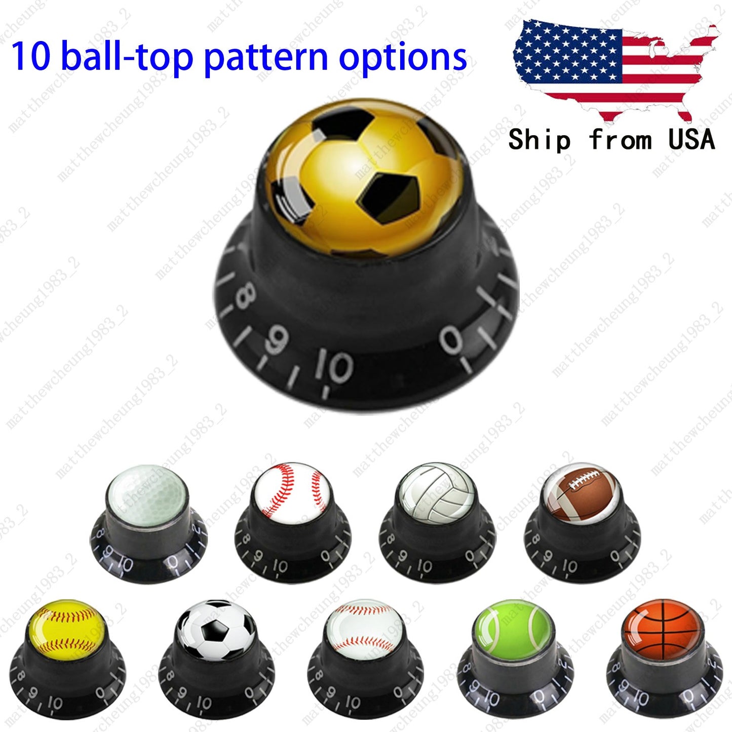 4Pcs Black Guitar Reflector Knobs For Les Paul SG  - 10 Ball Styles Available