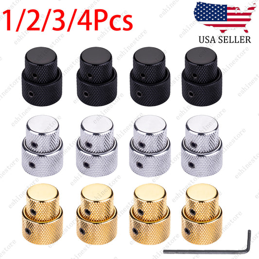 1/2/3/4Pcs Metal Dual Concentric Stacked Control Knobs for Electric Bass Guitars