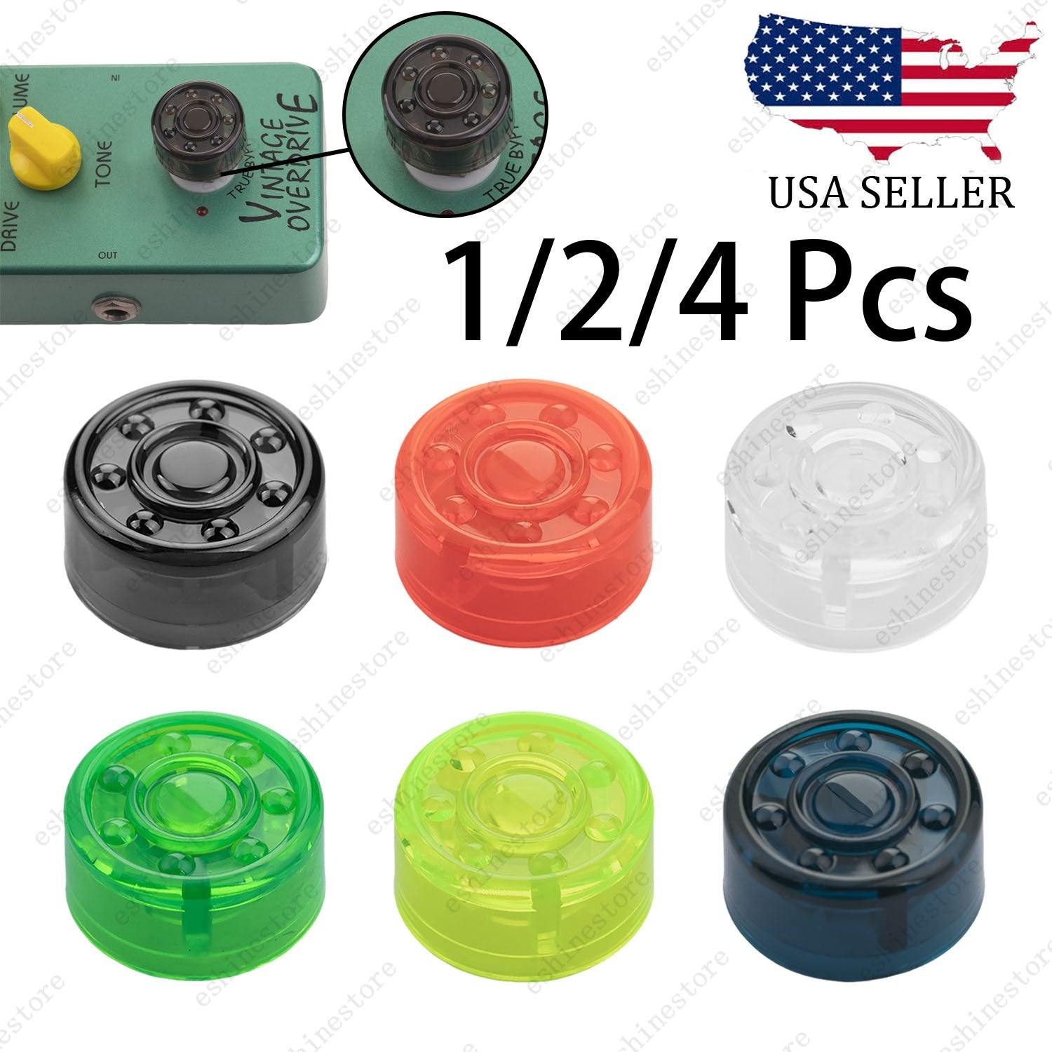 1/2/4pcs Guitar Effect Pedal Footswitch Toppers Foot Nail Cap Protection 6Colors